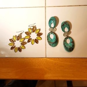 Lot of 2 Large Vintage Pierced Earings